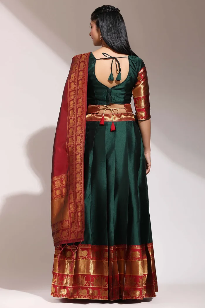 South Indian Festival Traditional Half Saree LotusPattu - Image 12