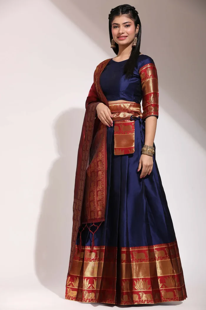 South Indian Festival Traditional Half Saree LotusPattu - Image 25
