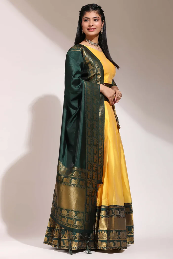 South Indian Festival Traditional Half Saree LotusPattu - Image 3