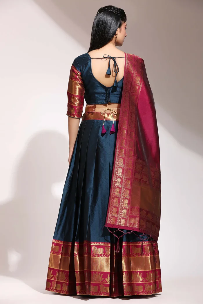 South Indian Festival Traditional Half Saree LotusPattu - Image 45