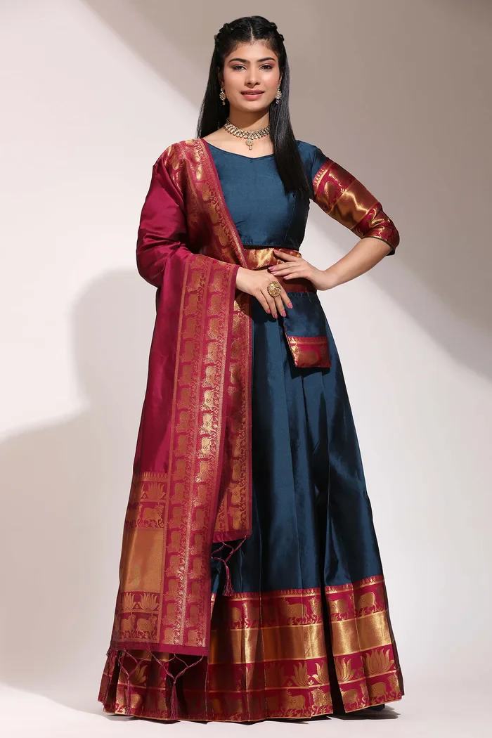 South Indian Festival Traditional Half Saree LotusPattu - Image 48