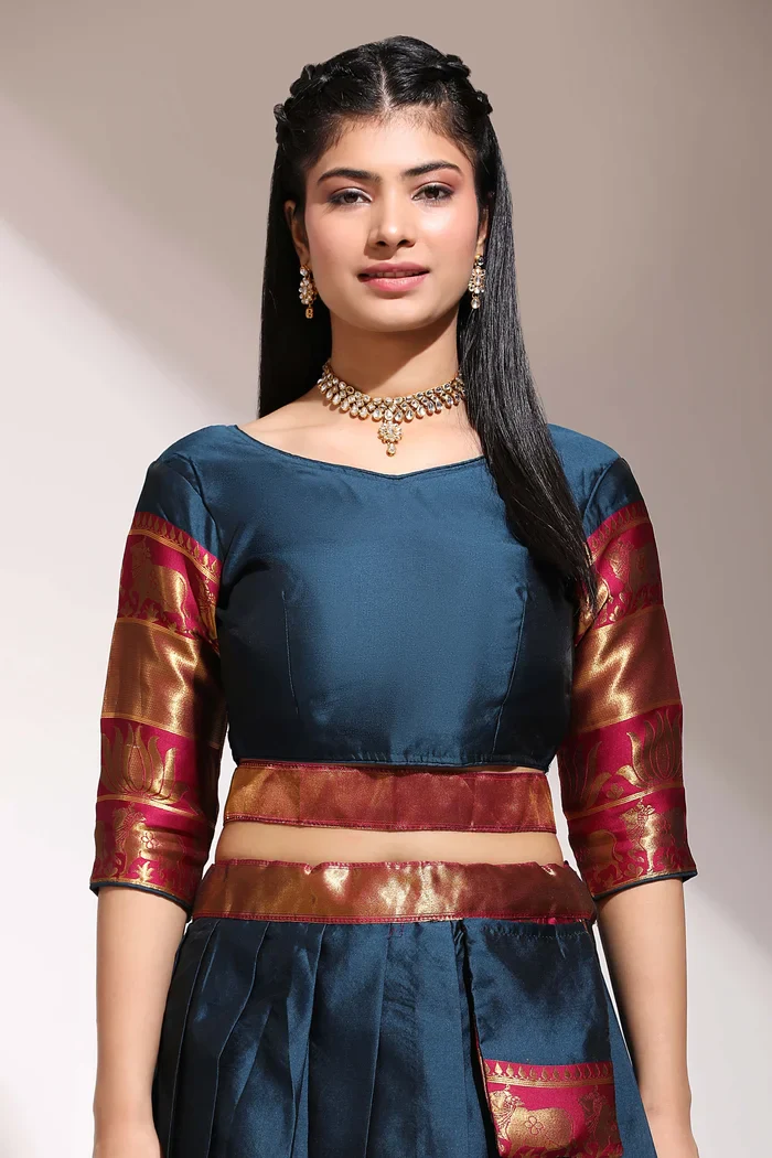South Indian Festival Traditional Half Saree LotusPattu - Image 51