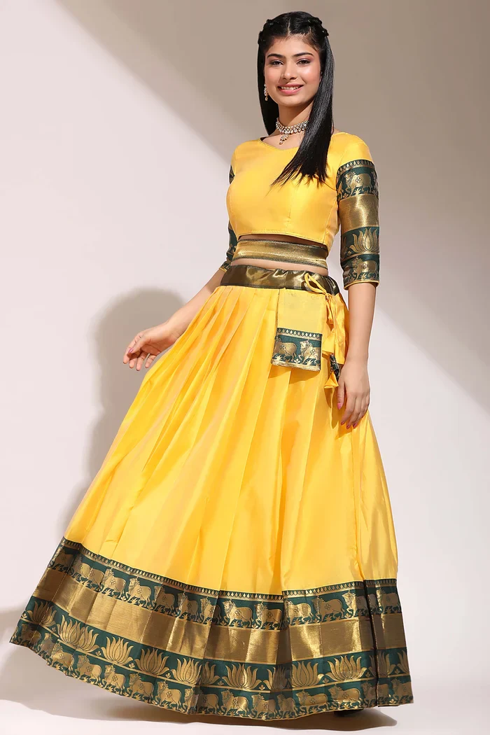 South Indian Festival Traditional Half Saree LotusPattu - Image 6