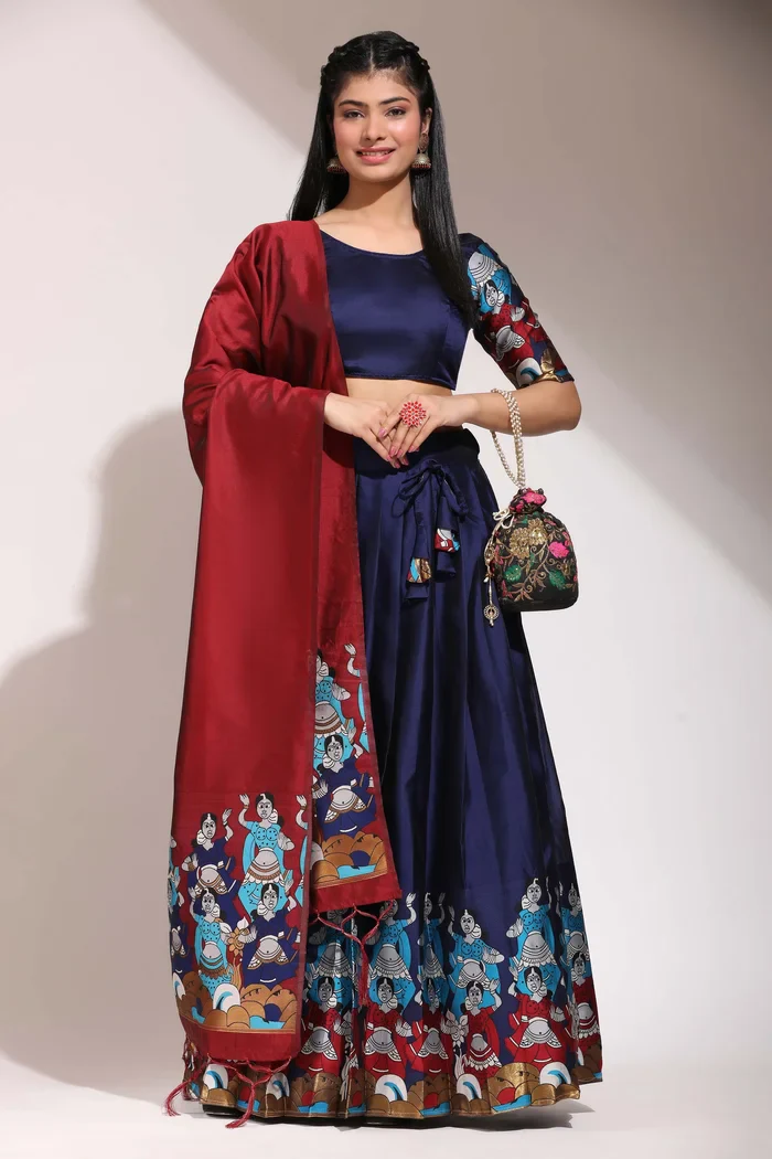 South Indian Festival Traditional Half Saree Dhingli - Image 11