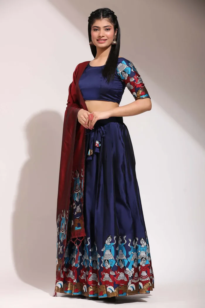 South Indian Festival Traditional Half Saree Dhingli - Image 15