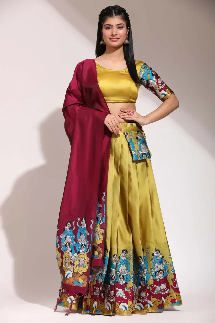 South Indian Festival Traditional Half Saree Dhingli - Image 25