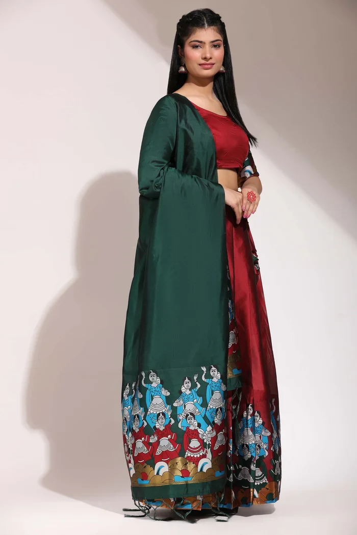 South Indian Festival Traditional Half Saree Dhingli - Image 4