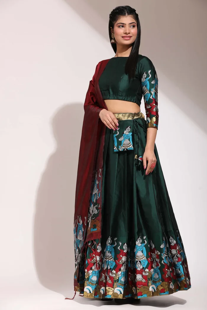 South Indian Festival Traditional Half Saree Dhingli - Image 47
