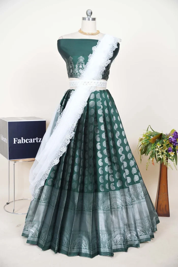 South Indian Festival Traditional Half Saree SilverKeri - Image 4