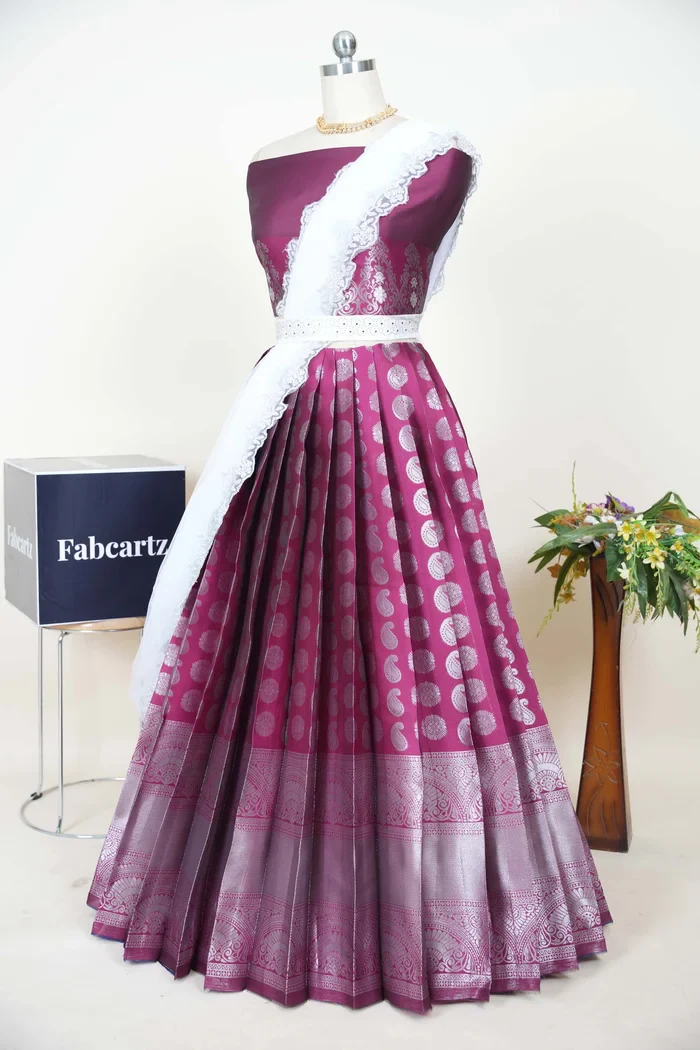South Indian Festival Traditional Half Saree SilverKeri - Image 9