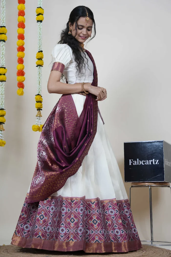 South Indian Festival Traditional Half Saree ArrowPattu - Image 10