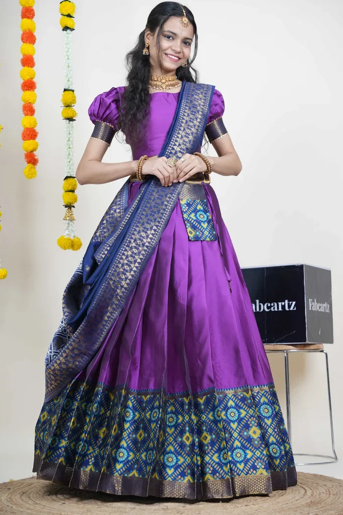 South Indian Festival Traditional Half Saree ArrowPattu - Image 11