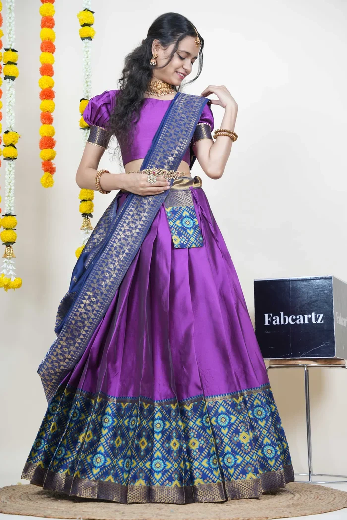 South Indian Festival Traditional Half Saree ArrowPattu - Image 14