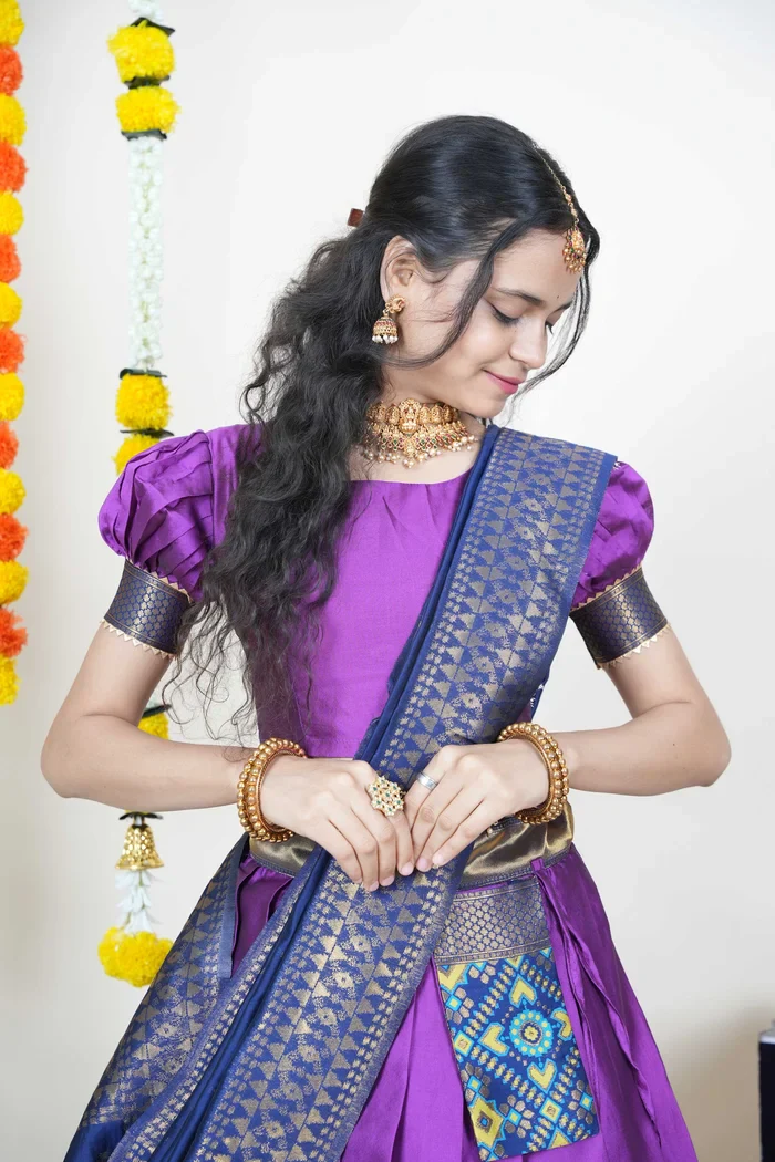 South Indian Festival Traditional Half Saree ArrowPattu - Image 16