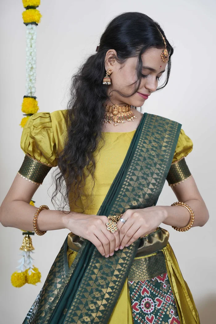 South Indian Festival Traditional Half Saree ArrowPattu - Image 26