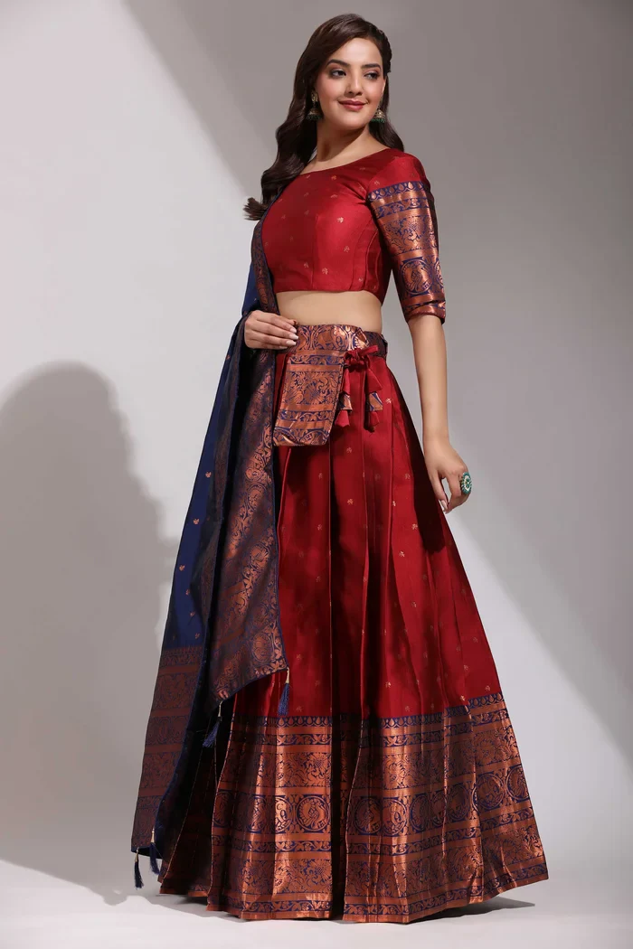 South Indian Festival Traditional Half Saree CloverPattu - Image 25