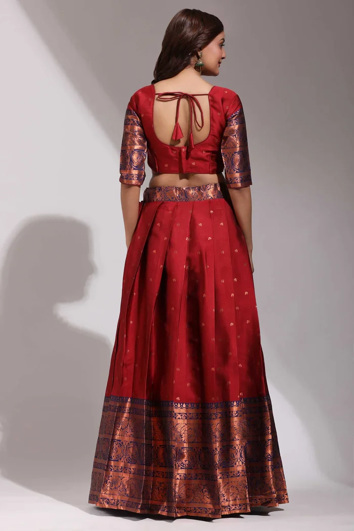 South Indian Festival Traditional Half Saree CloverPattu - Image 28