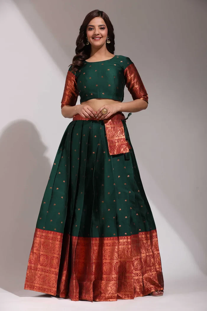 South Indian Festival Traditional Half Saree CloverPattu - Image 38