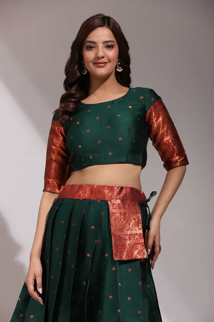 South Indian Festival Traditional Half Saree CloverPattu - Image 40