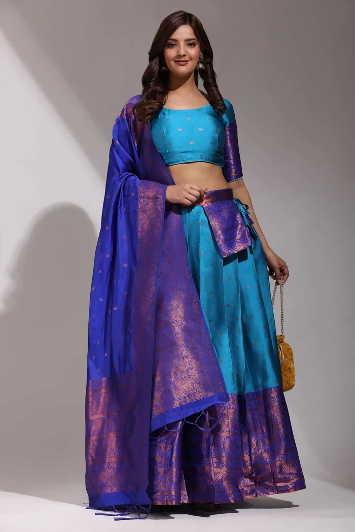 South Indian Festival Traditional Half Saree CloverPattu - Image 44
