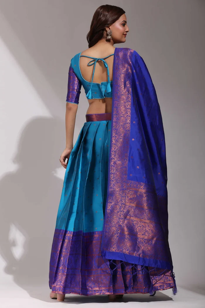 South Indian Festival Traditional Half Saree CloverPattu - Image 45
