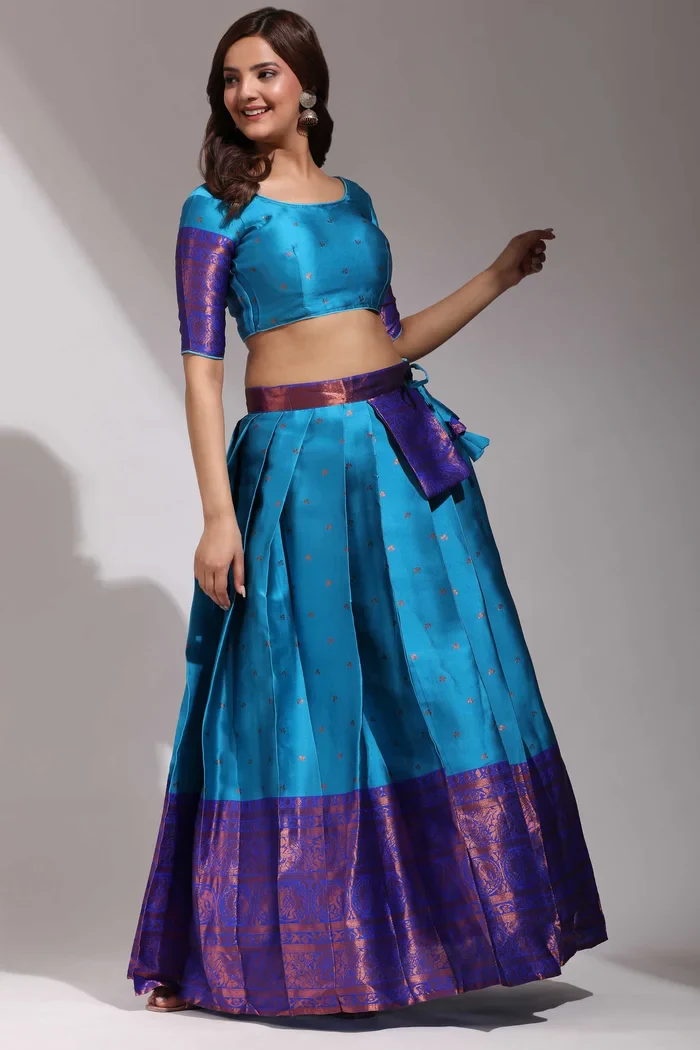 South Indian Festival Traditional Half Saree CloverPattu - Image 49
