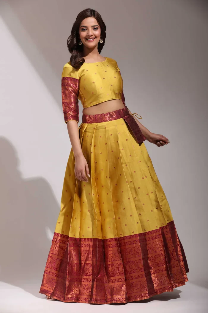 South Indian Festival Traditional Half Saree CloverPattu - Image 59