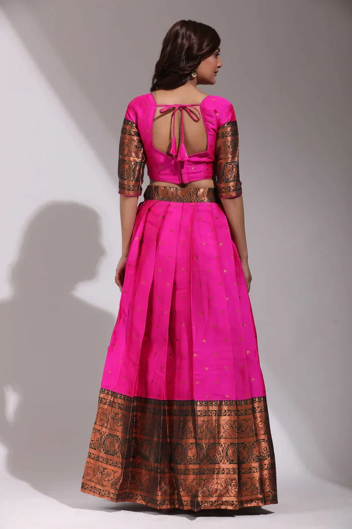 South Indian Festival Traditional Half Saree CloverPattu - Image 7
