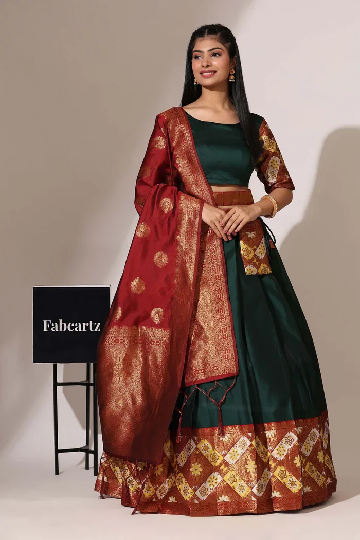 South Indian Festival Traditional Half Saree Crax Pattu