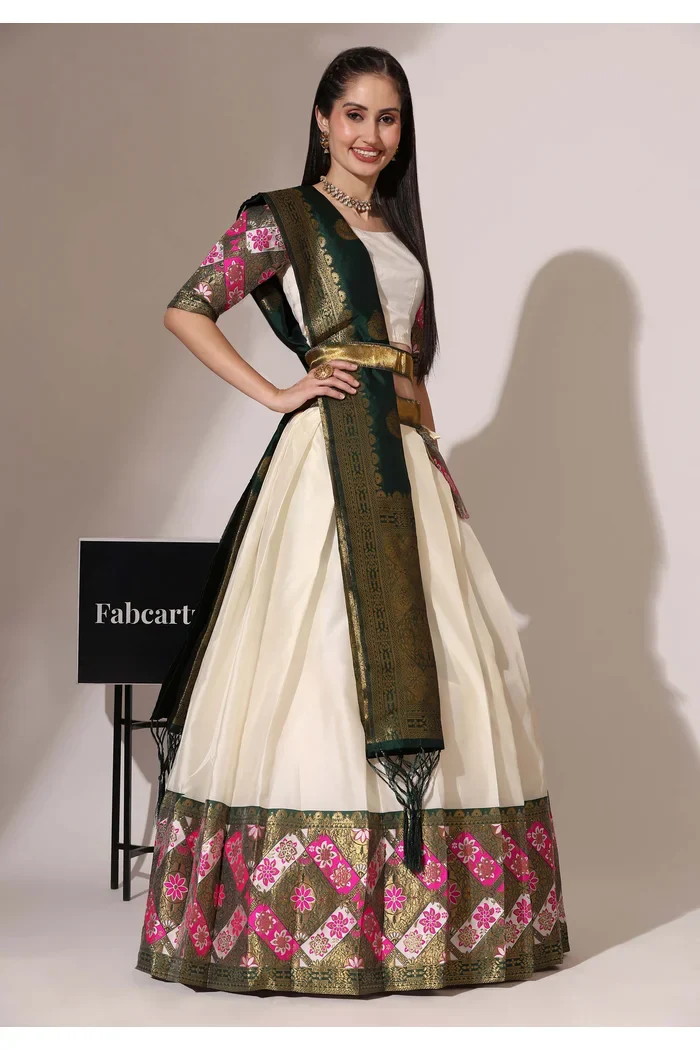 South Indian Festival Traditional Half Saree Crax Pattu - Image 14