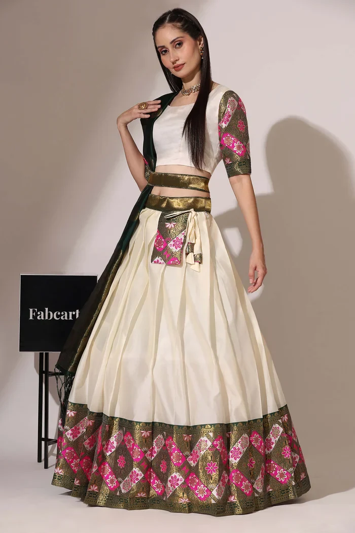 South Indian Festival Traditional Half Saree Crax Pattu - Image 15