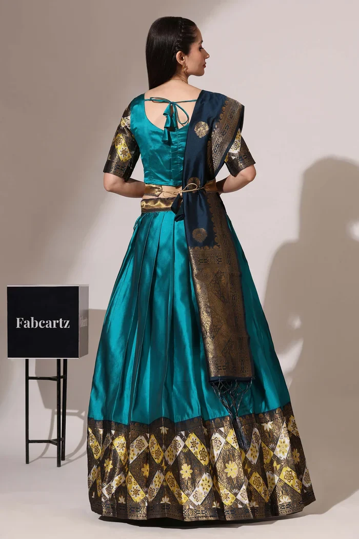 South Indian Festival Traditional Half Saree Crax Pattu - Image 24
