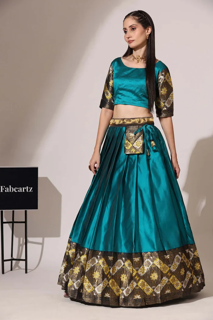 South Indian Festival Traditional Half Saree Crax Pattu - Image 28