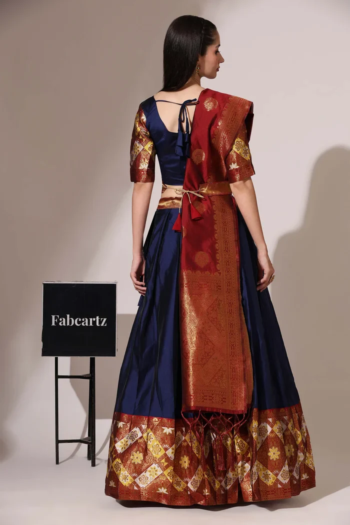 South Indian Festival Traditional Half Saree Crax Pattu - Image 36
