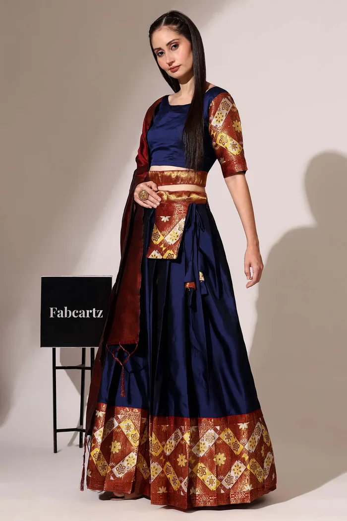 South Indian Festival Traditional Half Saree Crax Pattu - Image 39