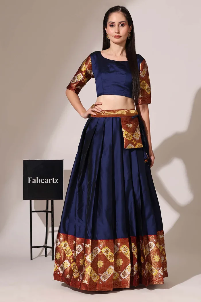 South Indian Festival Traditional Half Saree Crax Pattu - Image 40