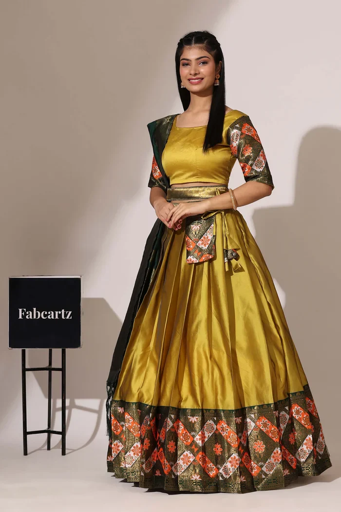 South Indian Festival Traditional Half Saree Crax Pattu - Image 49