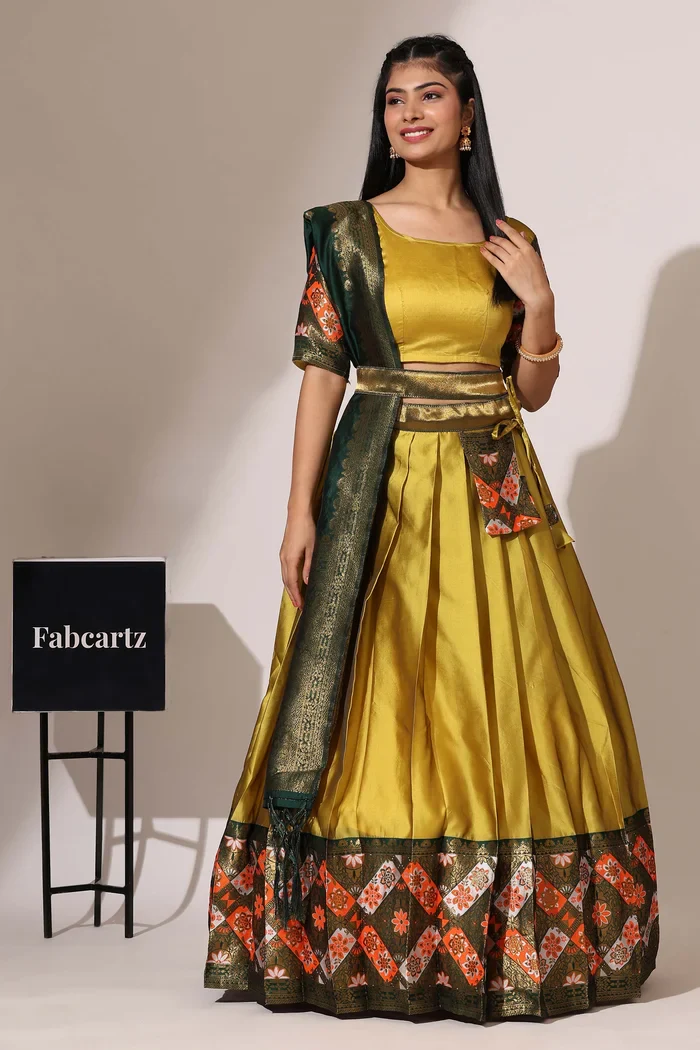 South Indian Festival Traditional Half Saree Crax Pattu - Image 50