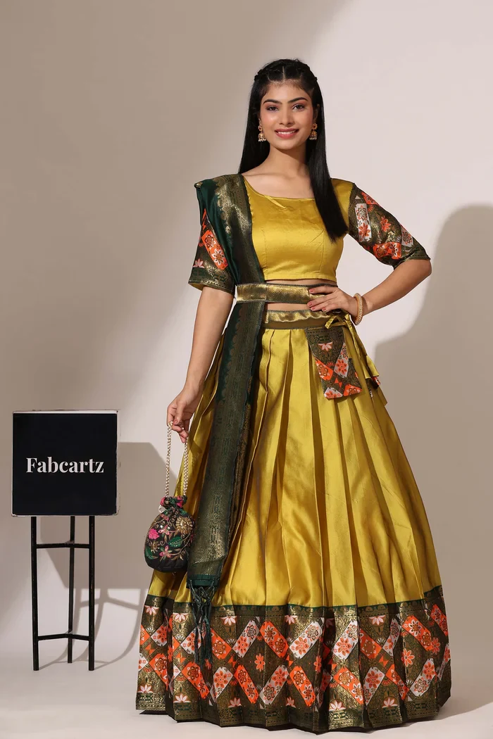 South Indian Festival Traditional Half Saree Crax Pattu - Image 51