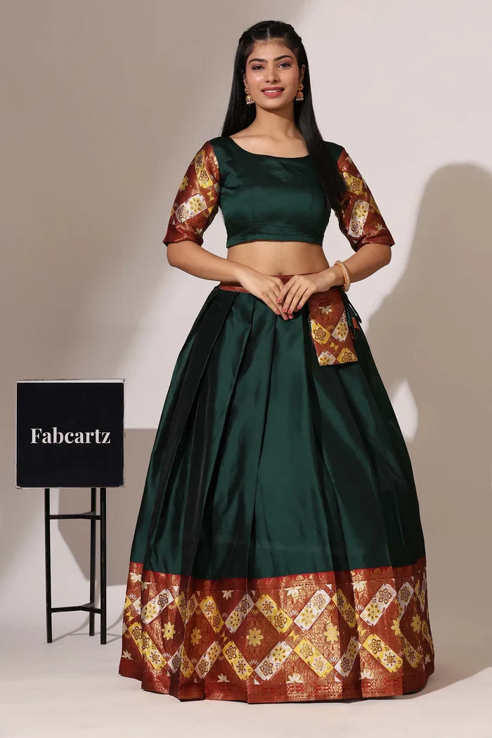 South Indian Festival Traditional Half Saree Crax Pattu - Image 6