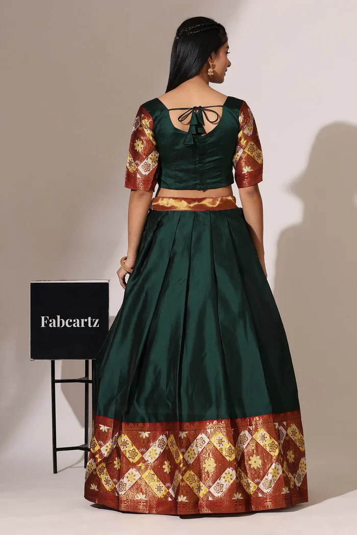South Indian Festival Traditional Half Saree Crax Pattu - Image 7