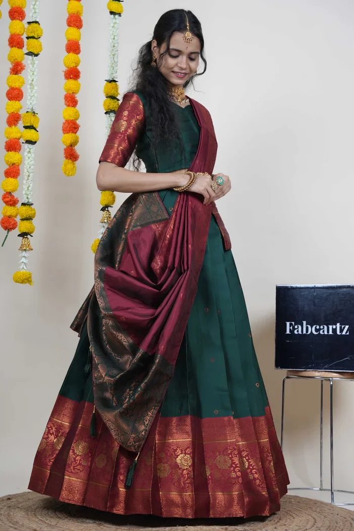 South Indian Festival Traditional Half Saree DilwalePattu - Image 14