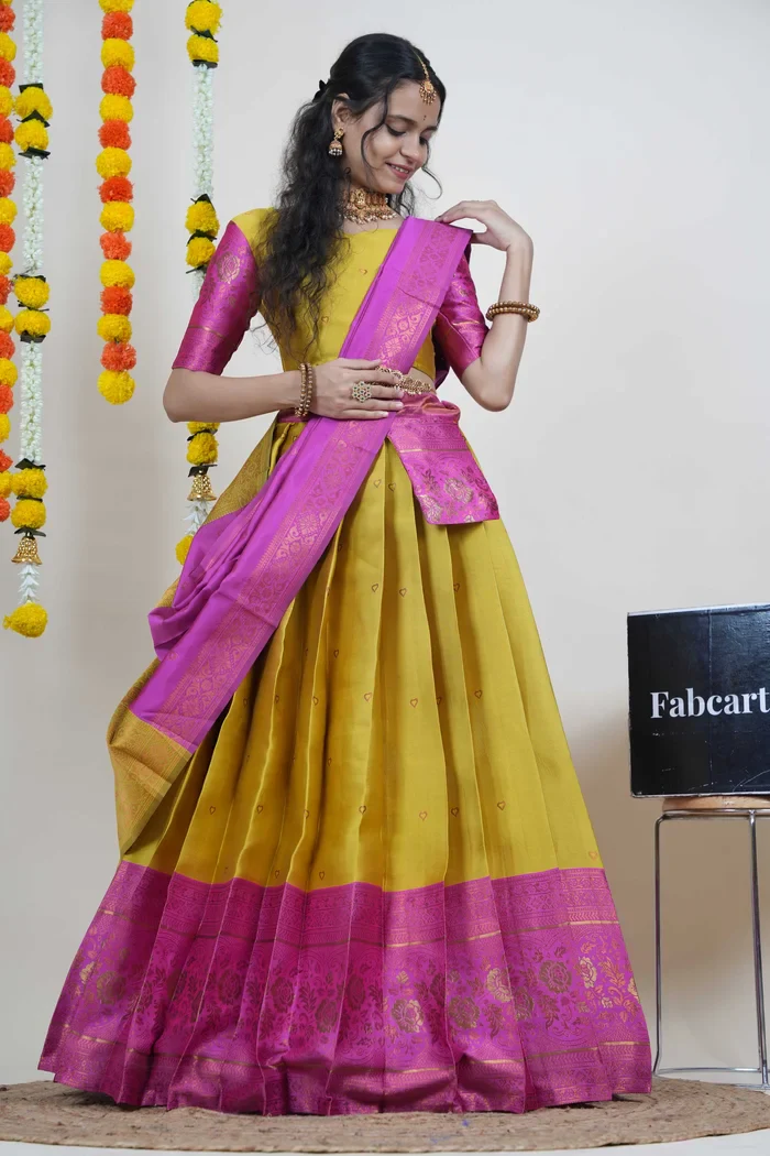 South Indian Festival Traditional Half Saree DilwalePattu - Image 3
