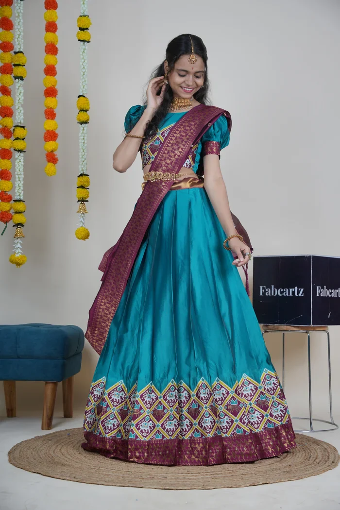 South Indian Festival Traditional Half Saree GajjaPattu - Image 10