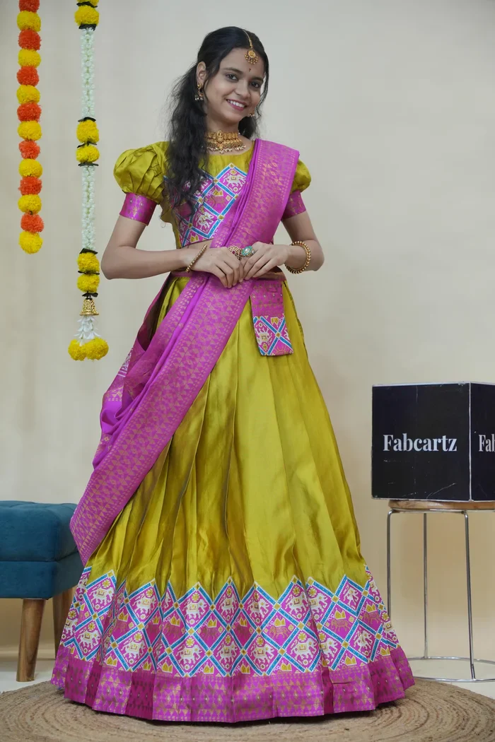 South Indian Festival Traditional Half Saree GajjaPattu - Image 11