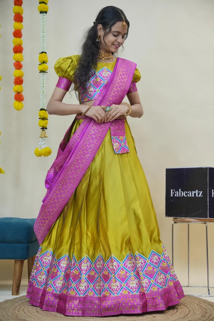 South Indian Festival Traditional Half Saree GajjaPattu - Image 16