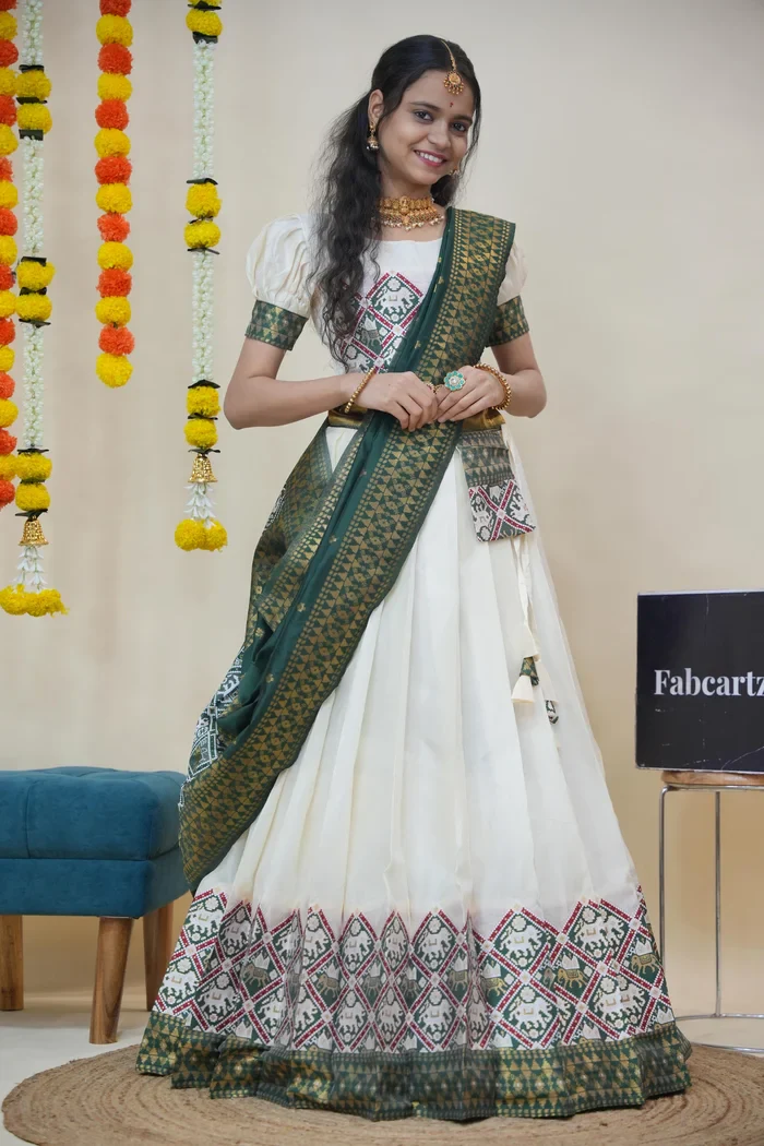 South Indian Festival Traditional Half Saree GajjaPattu - Image 17