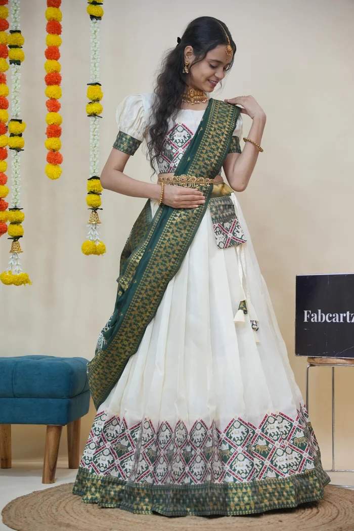 South Indian Festival Traditional Half Saree GajjaPattu - Image 18