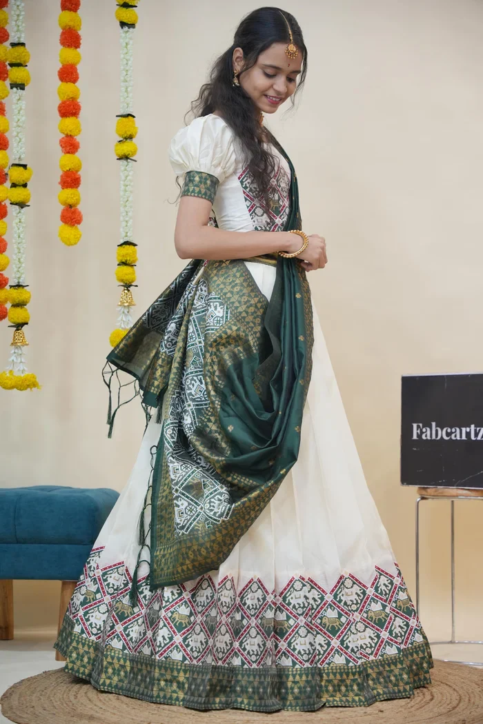 South Indian Festival Traditional Half Saree GajjaPattu - Image 19