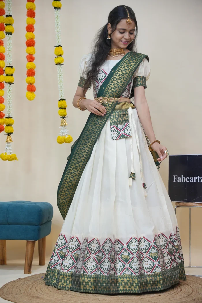 South Indian Festival Traditional Half Saree GajjaPattu - Image 21